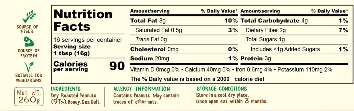Creamy Peanut Butter With Dash of Honey (260g)