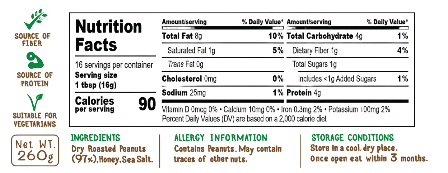 Creamy Peanut Butter With Dash of Honey (260g)